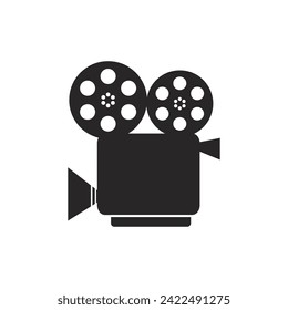 Illustration vector graphic portrays a movie camera in a sleek and simplified vector icon style. - Powered by Shutterstock