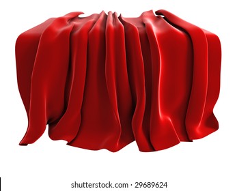 Illustration Of A Velvet Drape, Isolated On A White Background. Could Be Used To Represent Unveiling Of A New Product Etc