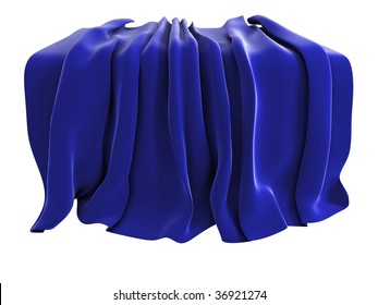 Illustration Of A Velvet Drape, Isolated On A White Background. Could Be Used To Represent Unveiling Of A New Product Etc