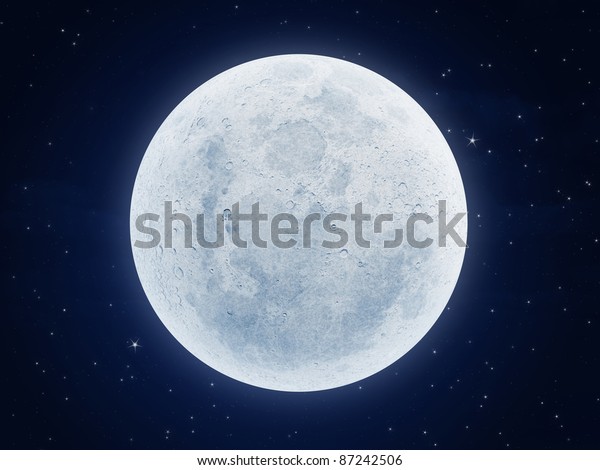 illustration of a very\
large moon at\
night