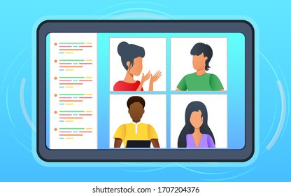 Illustration Video Conference Business Team Having Stock Illustration ...