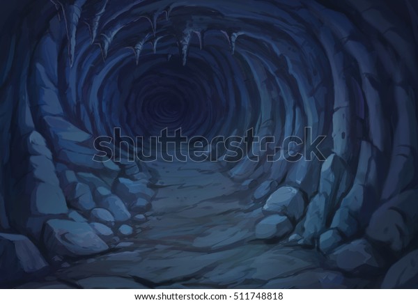 夜の洞窟の中から見たイラトスビュー のイラスト素材