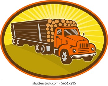 Illustration Of A Vintage Logging Truck