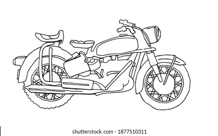 Illustration Vintage Motorcycle Outline Stock Illustration 1877510311 ...