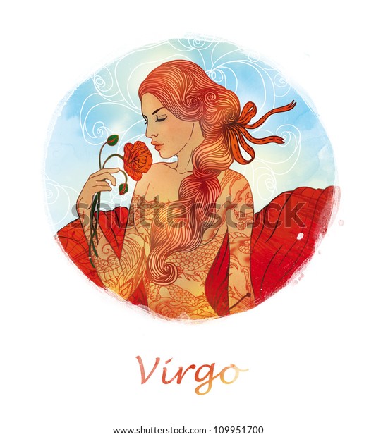 Illustration Virgo Zodiac Sign Beautiful Girl Stock Illustration ...