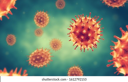 An illustration of the virus cells. 3d Illustration.