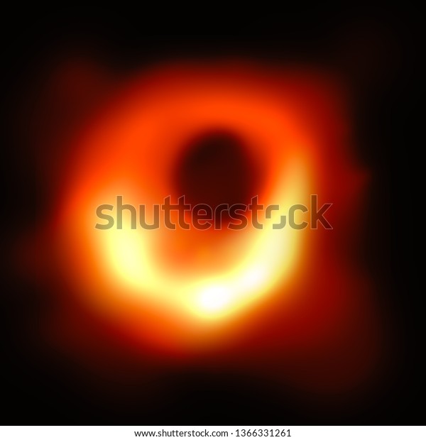 イラスト 19年4月10日 科学者によって明らかにされた ブラックホールの最初の写真の視覚的表現 銀河メシエ87の中心にあるブラックホール M87 コピー用のスペースを持つ背景 のイラスト素材
