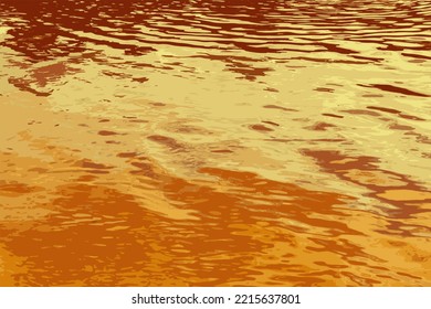 Illustration Of Water Ripple Texture Background. Wavy Water Surface During Sunset, Golden Light Reflecting In The Water.