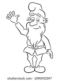 Illustration Of A Waving Garden Gnome