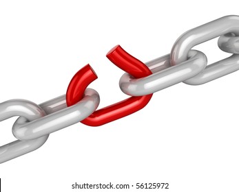 Illustration Of A Weak Link In A Chain About To Break