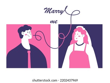 illustration of a wedding vow in love. She said yes. wedding ceremony - Powered by Shutterstock