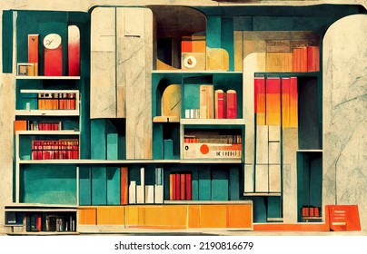 Illustration Of A Well-organized Bookshelf.