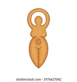 Illustration Of A Wiccan Goddess Symbol With A Spiral On Her Belly. It Is Also Often Called A Venus Figurine.