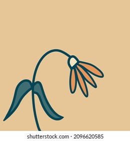 Illustration Of A Wilted Flower With A Simple Color That Can Be Used For An Icon Or Background