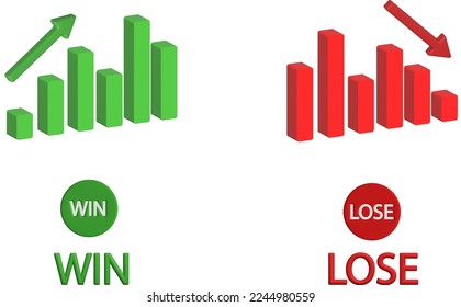 illustration of the win and lose button the design of the glossy icon template Loss and win as a choice is depicted in the form of words