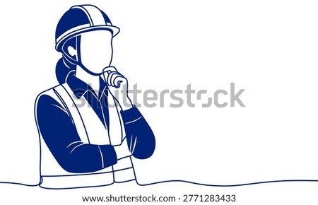 Illustration of a Wise Construction Engineer Wearing a Safety Helmet