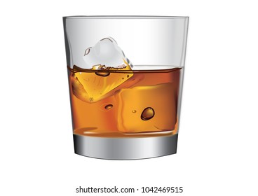 Illustration Of Wiskey In A Glass With Ice Cubes