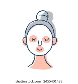 Illustration of a woman applying a face pack - Powered by Shutterstock