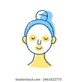 Illustration of a woman applying a face pack - Powered by Shutterstock