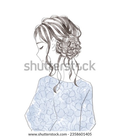 The illustration of A woman with a beautiful nape