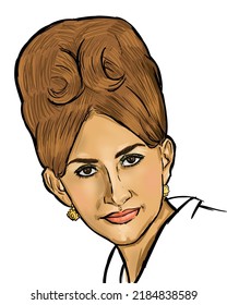 Illustration Of Woman From The 1960’s With Big Hairstyle