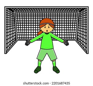 An Illustration Of A Woman Goalkeeper For Football