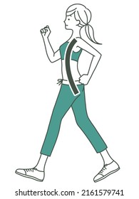 Illustration Of A Woman With Poor Walking Posture