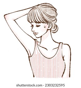 Illustration of a woman raising her armpit - Powered by Shutterstock