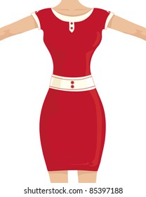 An Illustration Of A Woman In A Red Dress With An Hour Glass Figure On A White Background