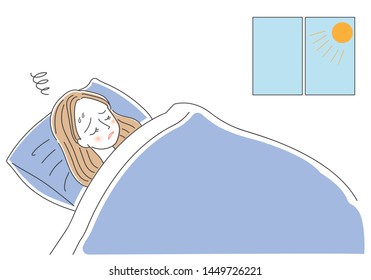 Illustration Of Woman Who Can't Sleep