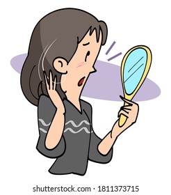 It Is An Illustration Of A Woman Who Has Trouble Finding Gray Hair.