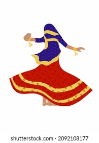 illustration of women performing Rajasthani folk dance ghoomar