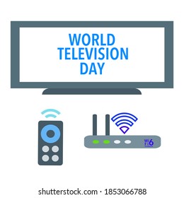 An illustration of world television day with modern device on white background. The date chosen during World Television Forum was held in 1996.  - Powered by Shutterstock