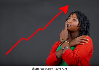 Illustration Of Young African Woman Thinking About Personal Growth