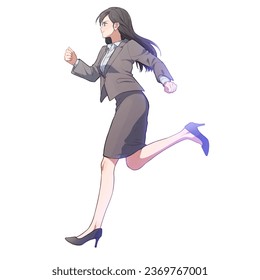 Illustration of a young woman in a suit running. - Powered by Shutterstock