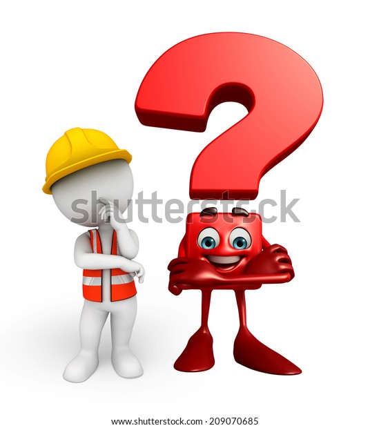 Illustration Young Worker Question Mark Sign Stock Illustration ...
