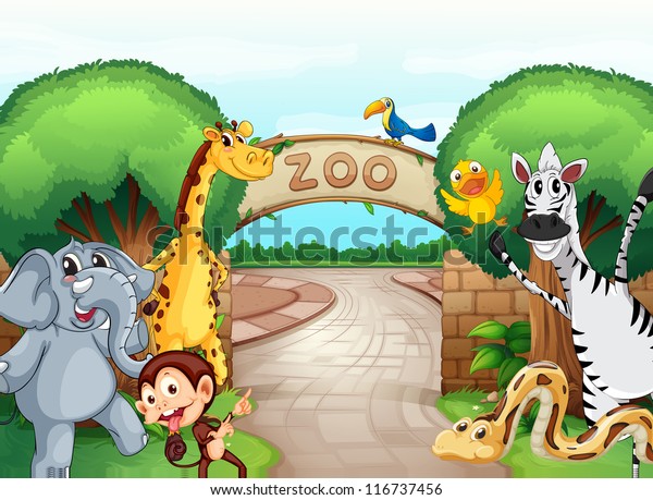 Illustration Zoo Animals Beautiful Nature のイラスト素材