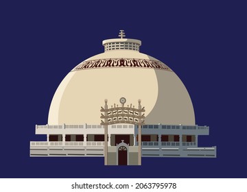 Illustrations Of The Deekshabhoomi Stupa In Nagpur, India.