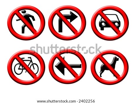 illustrations of different warning signs on white background