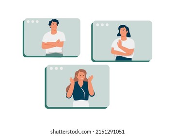 Illustrations Doodle Concept Video Conference Online Meeting Work Form Home.