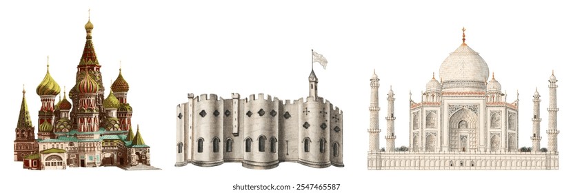 Illustrations iconic landmarks: St
