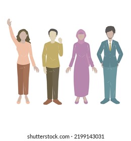 Illustrations Of Male And Female Foreign Workers From Various Countries.