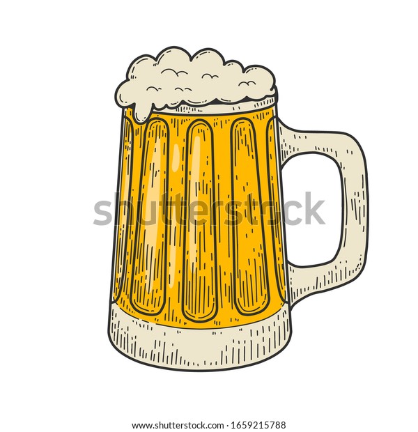 Illustrations Mug Beer Engraving Style Design Stock Illustration