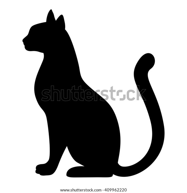 優美な猫のシルエットを描いたイラスト のイラスト素材