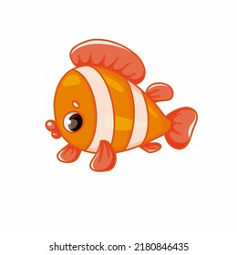 Illustrative Bright Brightly Colored Style Cartoon Childrens Book Development Underwater World Animal Clown Fish Aquarium Character For Kids Clipart Decoration Muscat Logo Packaging White Background