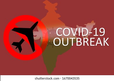 Illustrative Example Showing Of Travel Ban In India Due To Covid-19, Coronavirus, NCov-2019 Outbreak In India.