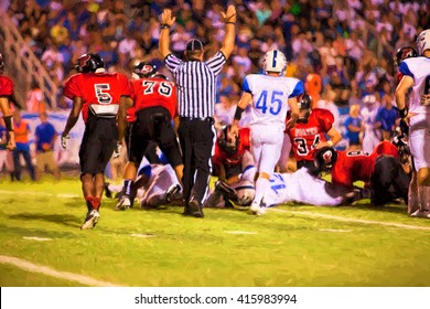 Illustrative Image Of Touchdown At High School Football Game.