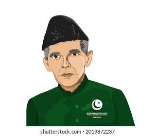 An Illustrative Portrait Of Founder Of Pakistan Quaid-e-azam Mohammad Ali Jinnah