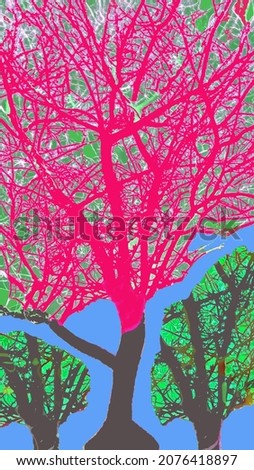 Illustrious pattern, hand painted tree with attractive colors combination