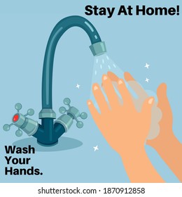 Wash Your Hands Over Sink Bathroom Stock Vector (Royalty Free) 1721934379
